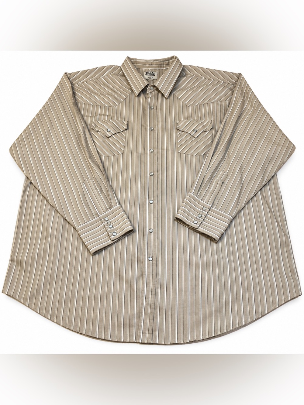 VTG Ely Cattleman Mens 4XLT Western Pearl Snap Tan Striped Long Sleeve Cowboy